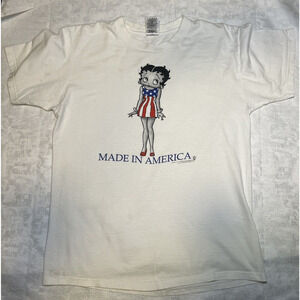 VTG Betty Boop White Made In America Spell Out T-shirt  Vintage 1998